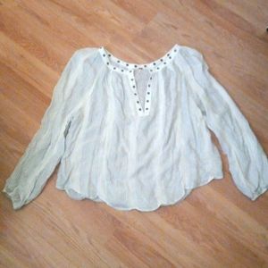 FREE PEOPLE Med Boho White Blouse